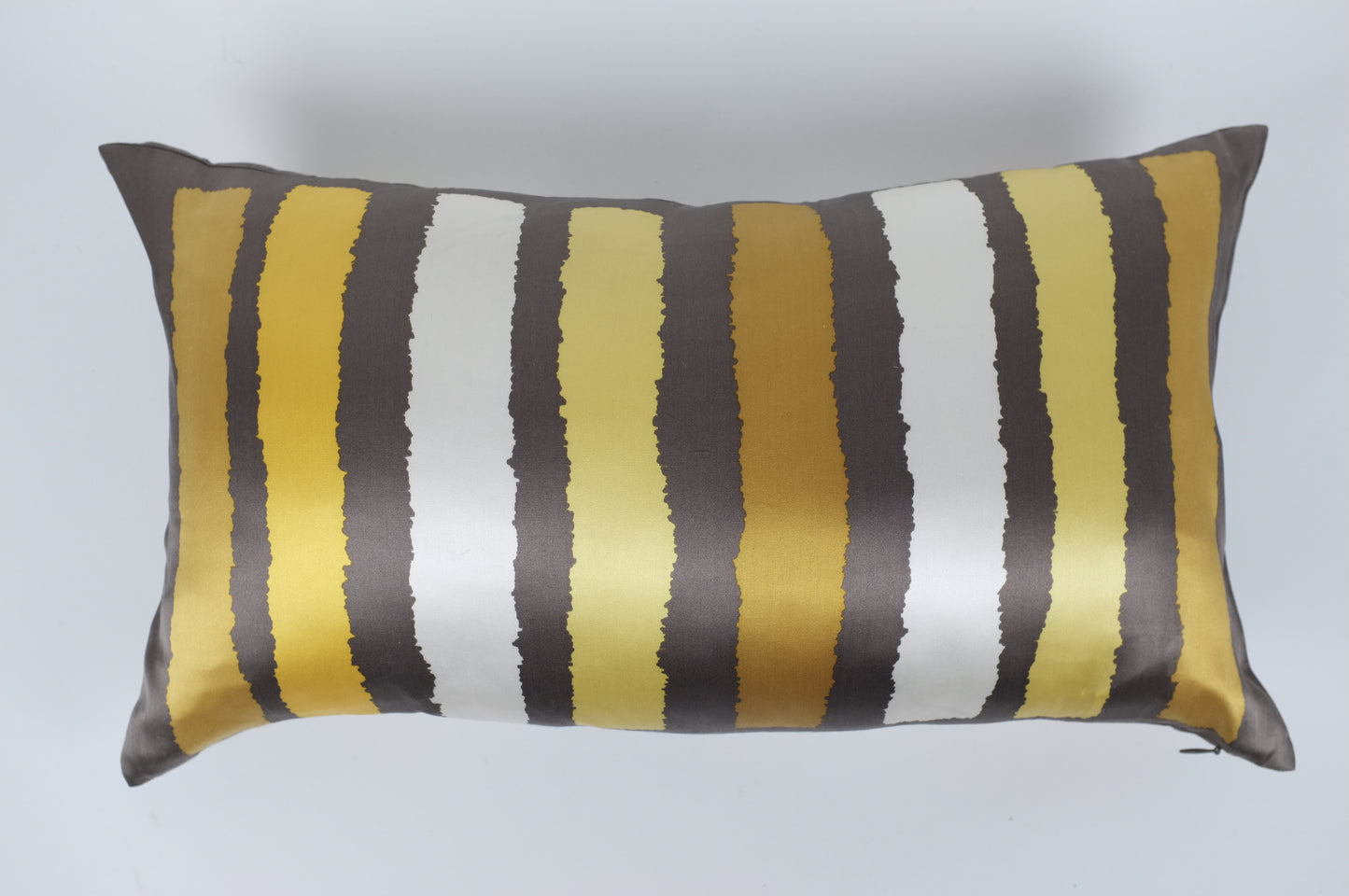 Brown with Mustard and White Stripes Lumbar Pillow