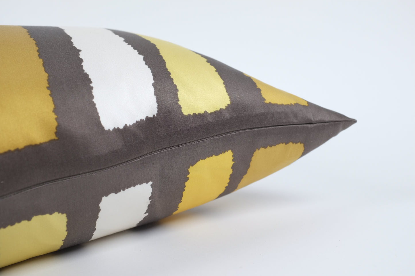 Brown with Mustard and White Stripes Lumbar Pillow