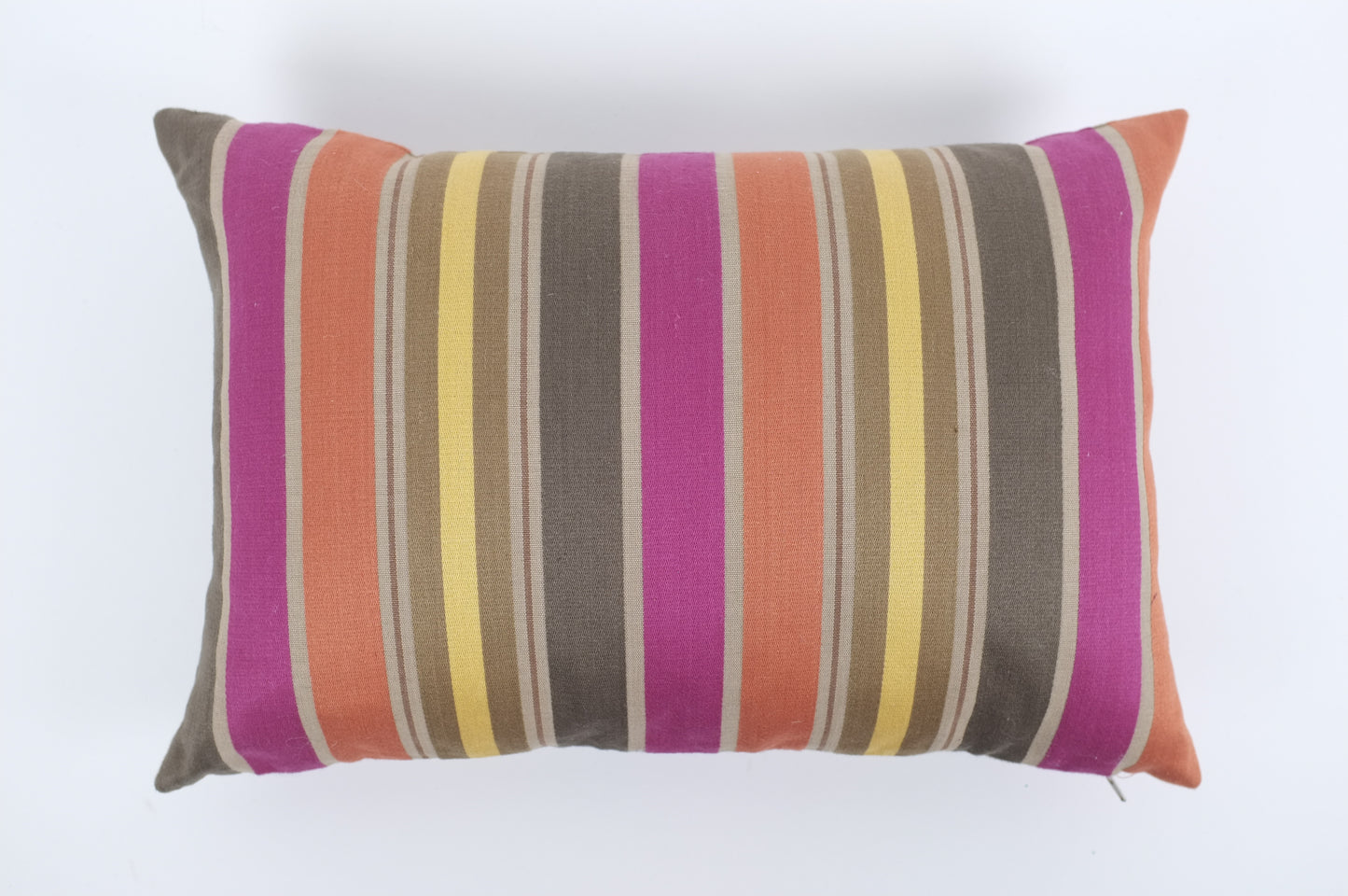 Magenta/Brown/Yellow/Orange Striped Lumbar Pillow