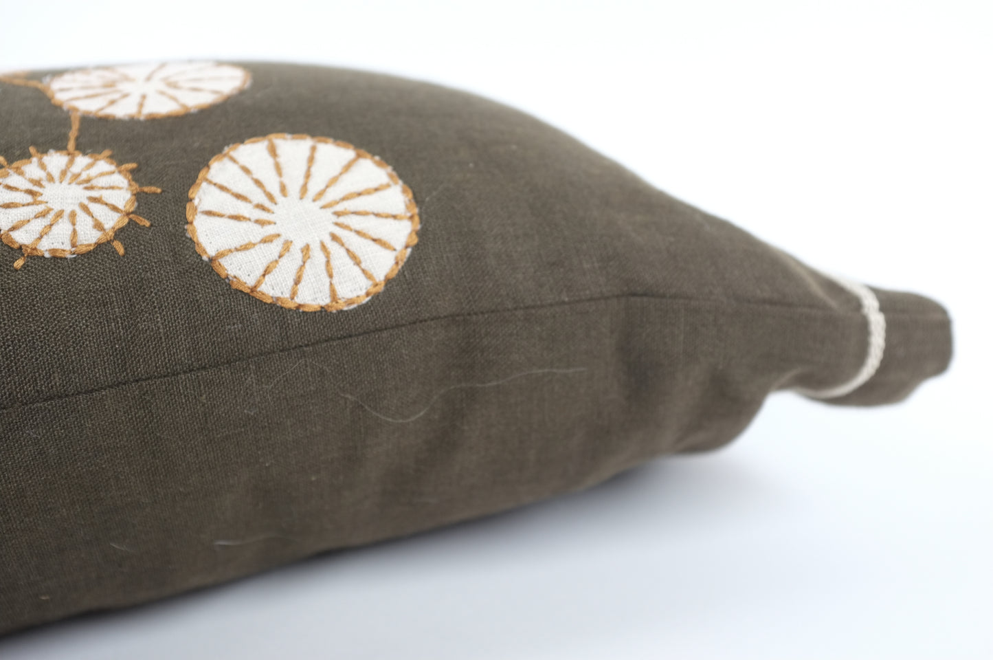 Brown/White/Orange Abstract Poppies Lumbar Pillow