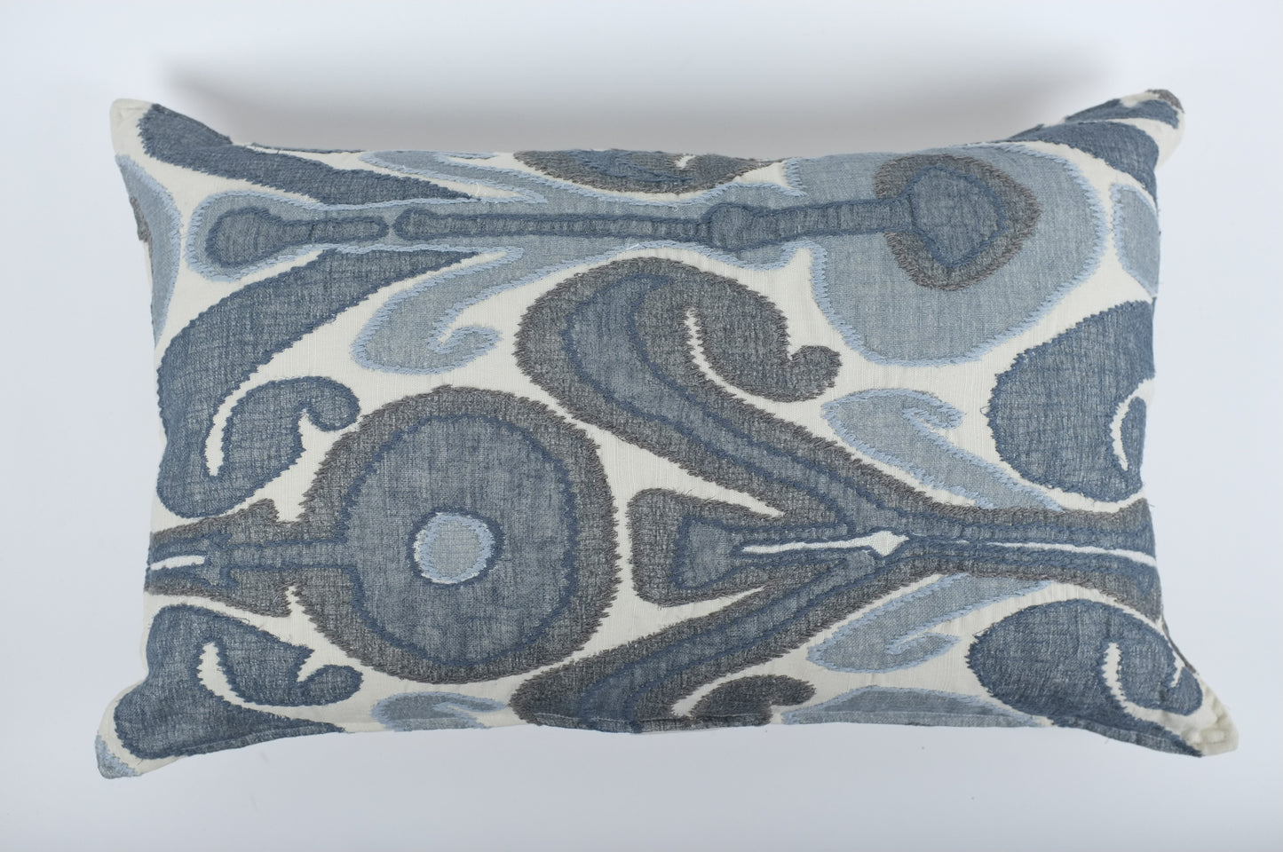 Blue Slate and Ecru Ikat Lumbar