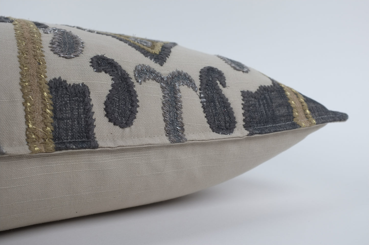 Khaki Slate and Earth Tones Ikat Lumbar Pillow