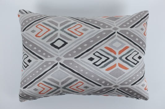 Greys and Orange Turkish Diamonds Lumbar Pillow