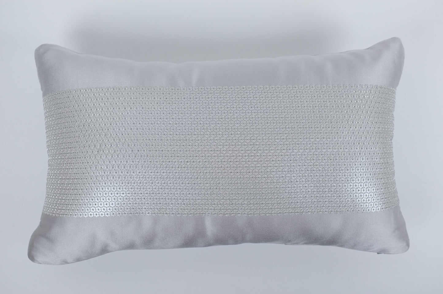 Silver with Sequin Stripe Lumbar Pillow