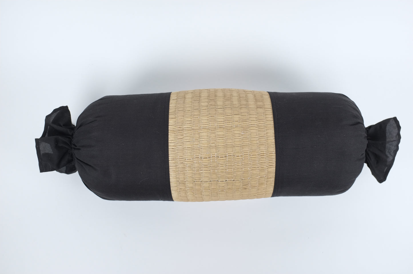 Black "Candy" Style with Natural Fiber Stripe Lumbar Pillow