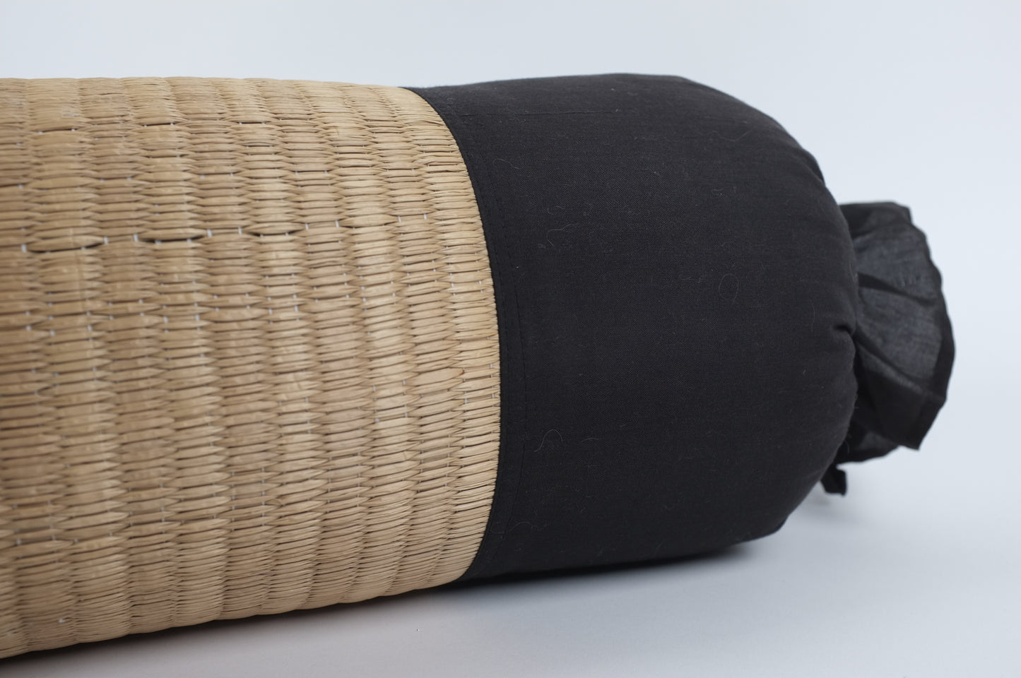 Black "Candy" Style with Natural Fiber Stripe Lumbar Pillow