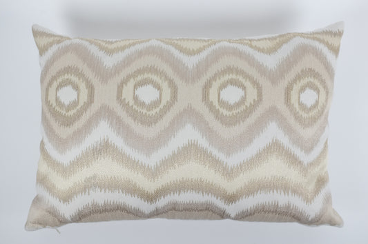 Ecru and Vanilla Tonal Ikat Lumbar Pillow