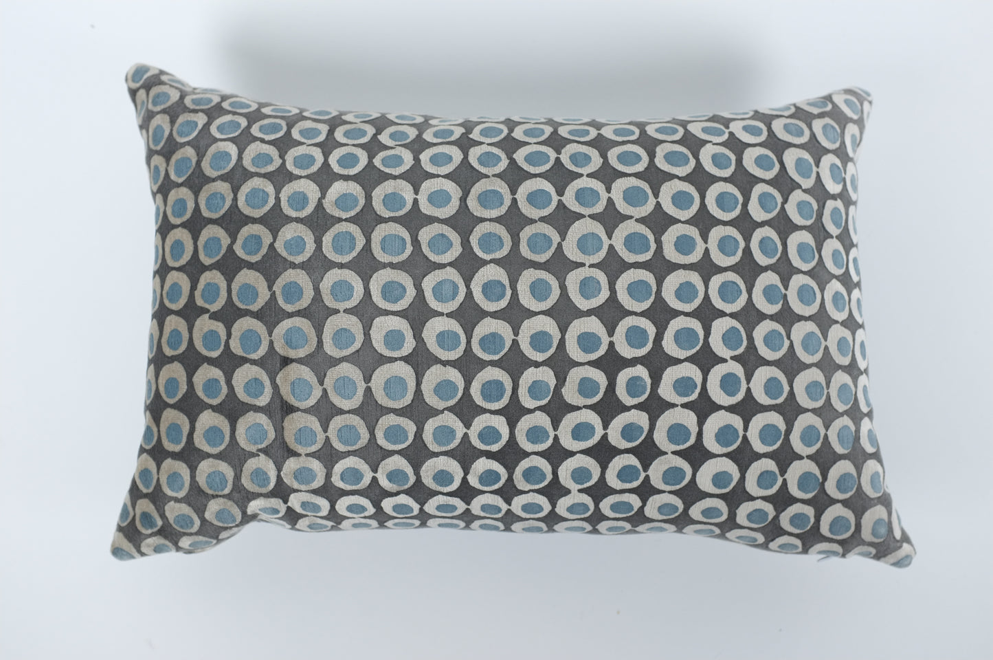 Dark Grey with Blue Gridded Dots Lumbar Pillow