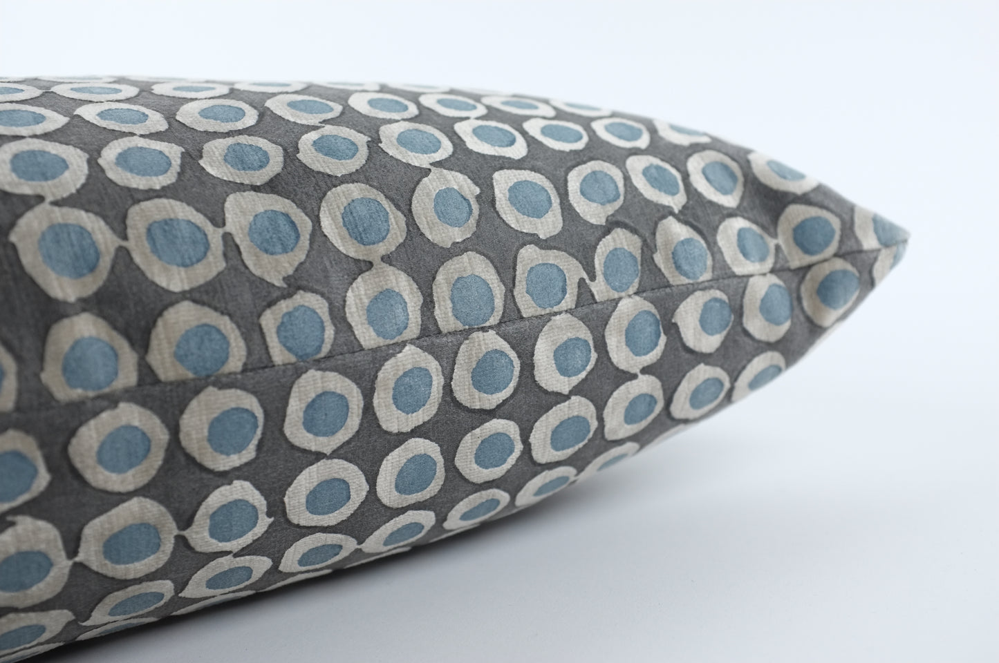 Dark Grey with Blue Gridded Dots Lumbar Pillow