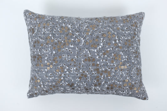 Grey with Bronze and Silver Sequins Lumbar Pillow