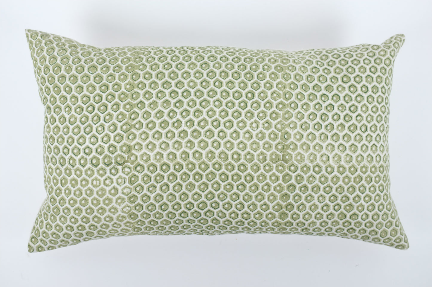 Green Gridded Hexagons Lumbar Pillow