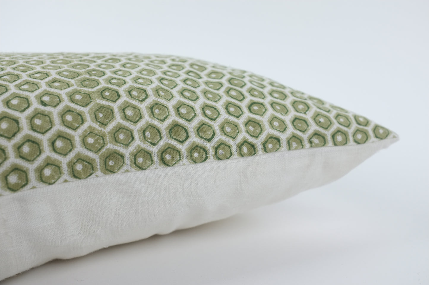 Green Gridded Hexagons Lumbar Pillow