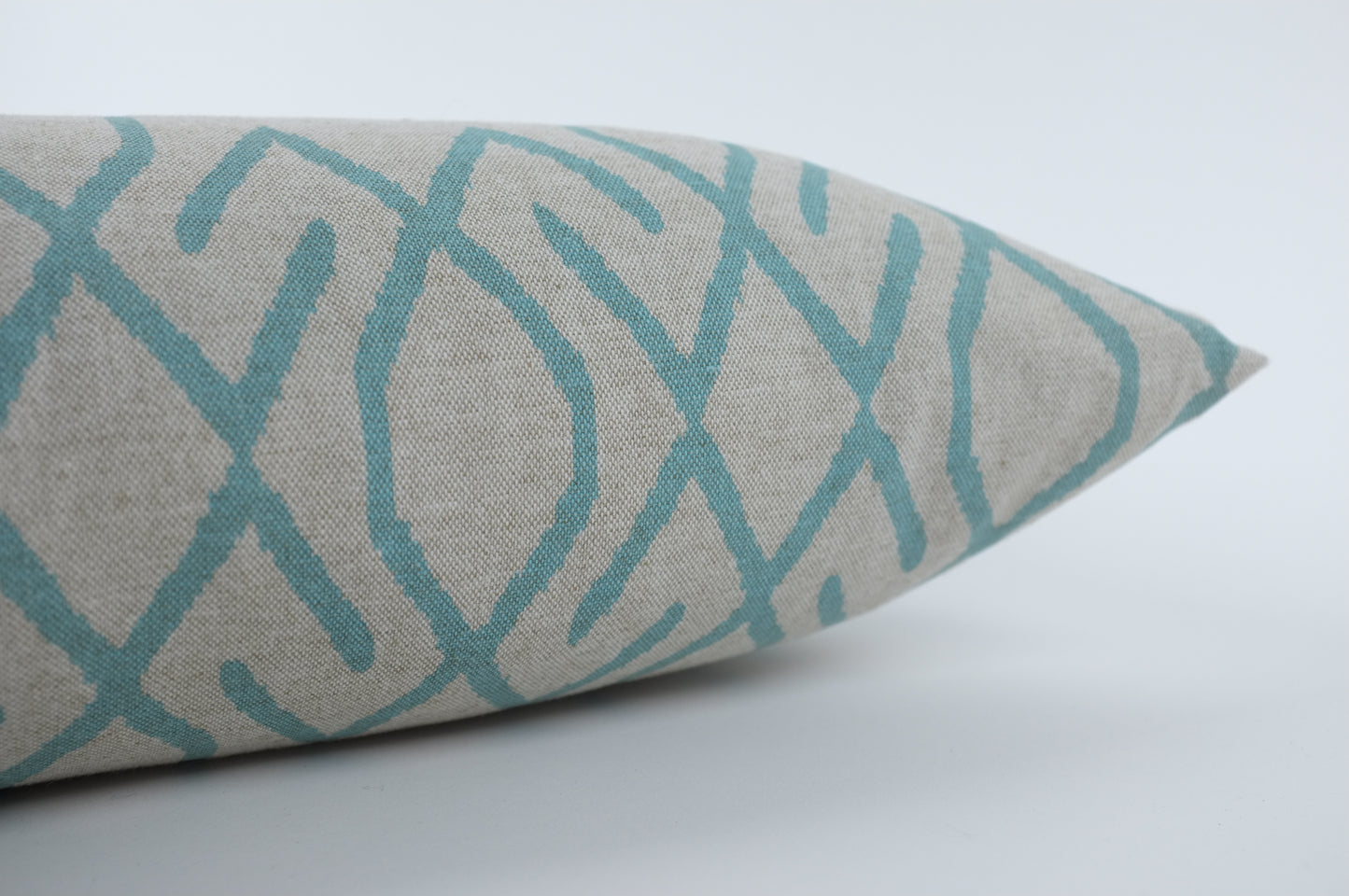 Grey with Aqua Stick Pattern Lumbar Pillow