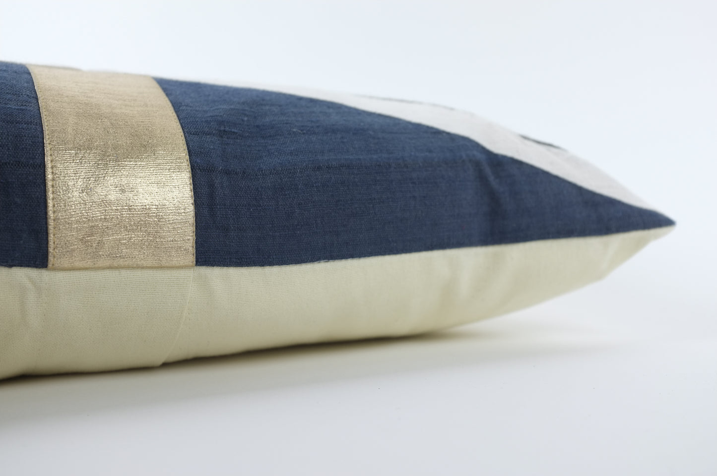 White/Navy/Gold Lumbar Pillow