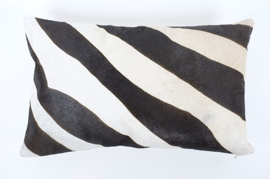 Black and White Stripe Pony Hair Lumbar Pillow