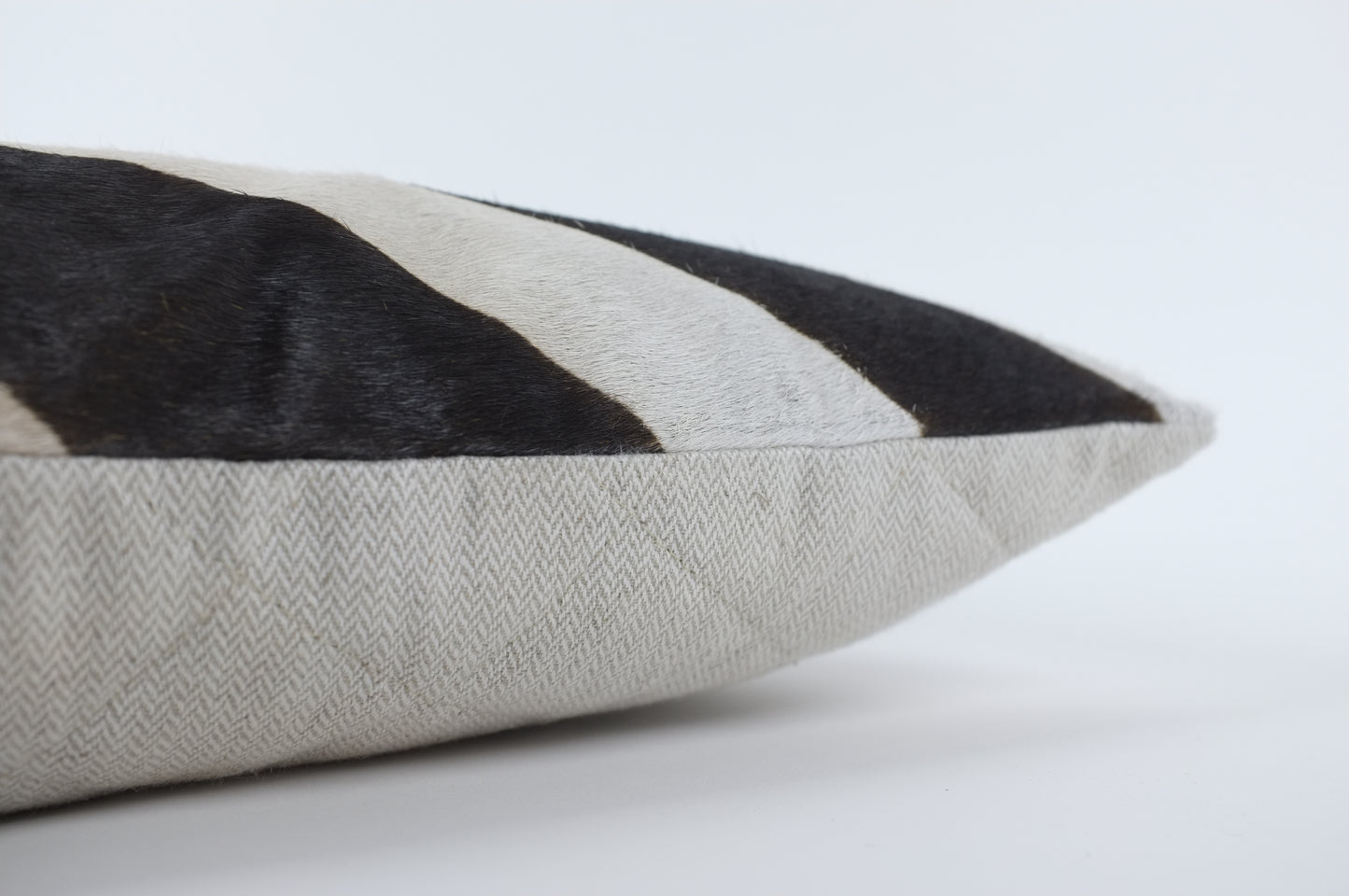 Black and White Stripe Pony Hair Lumbar Pillow