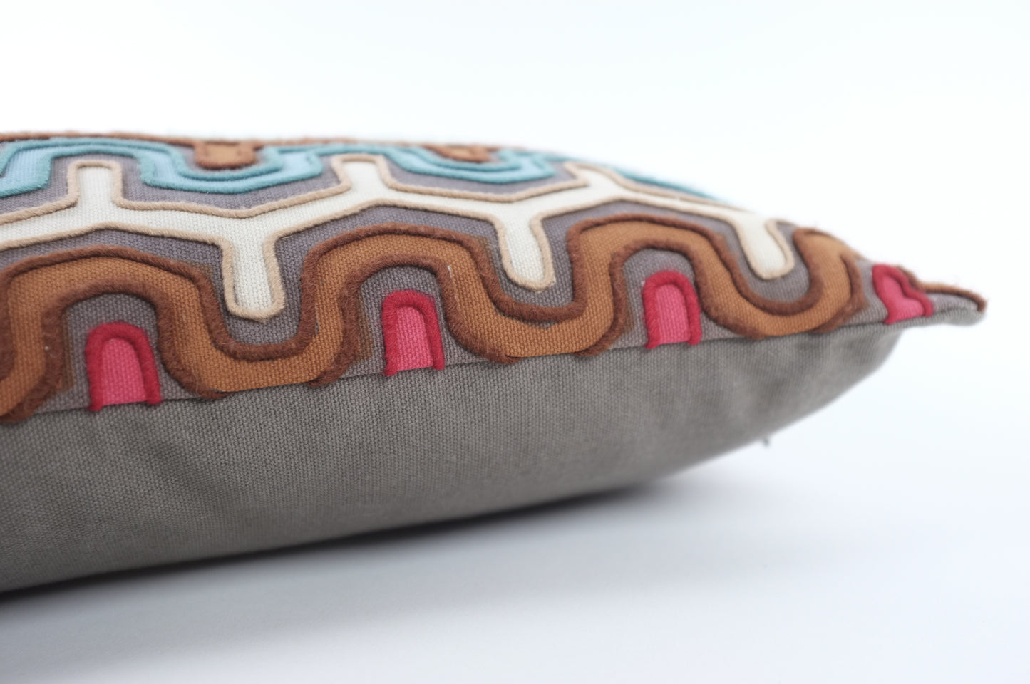 Brown/Blue/Grey Wavy Stripe Lumbar Pillow