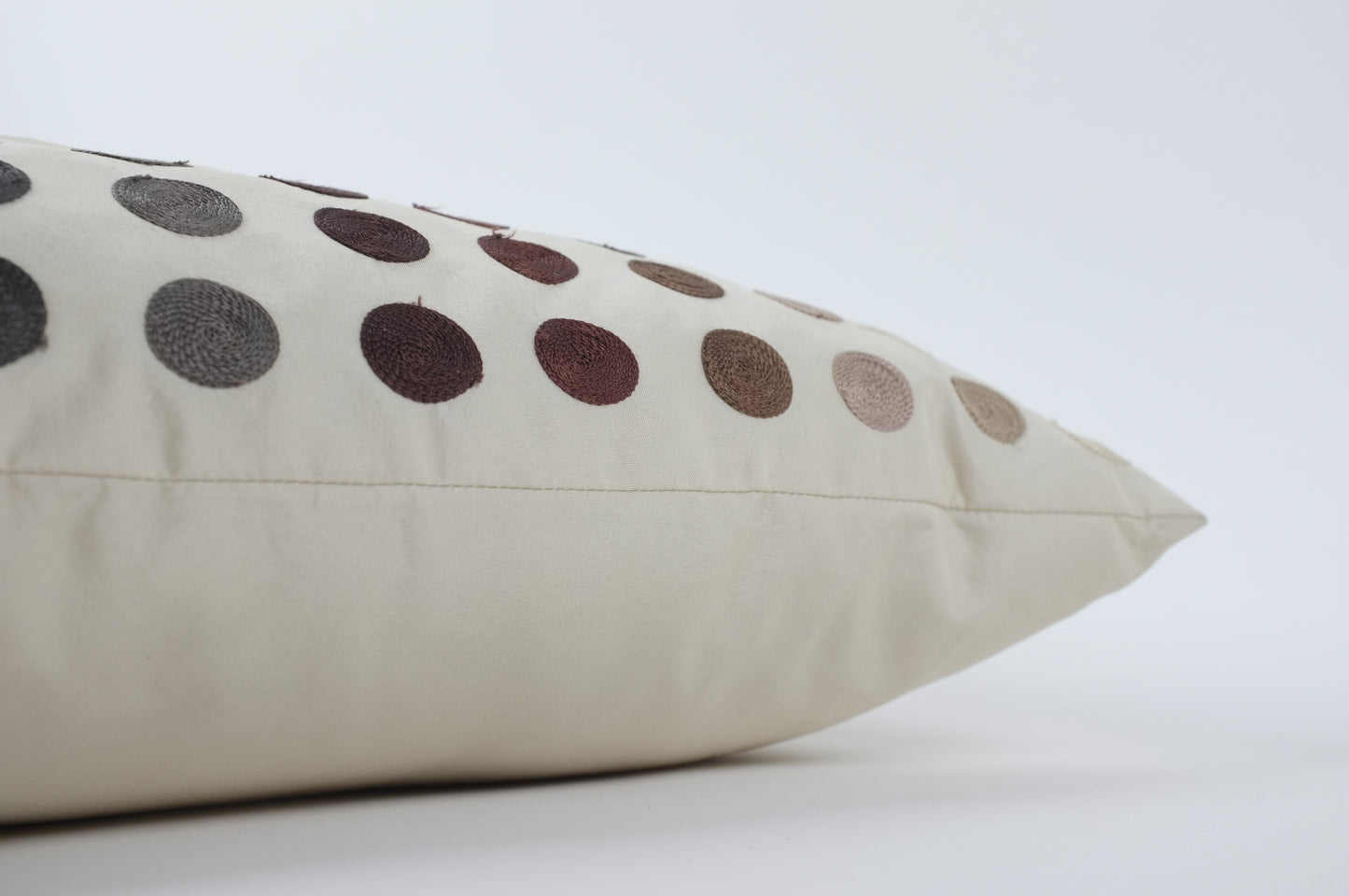 Ecru with Brown Gridded Dots Lumbar Pillow