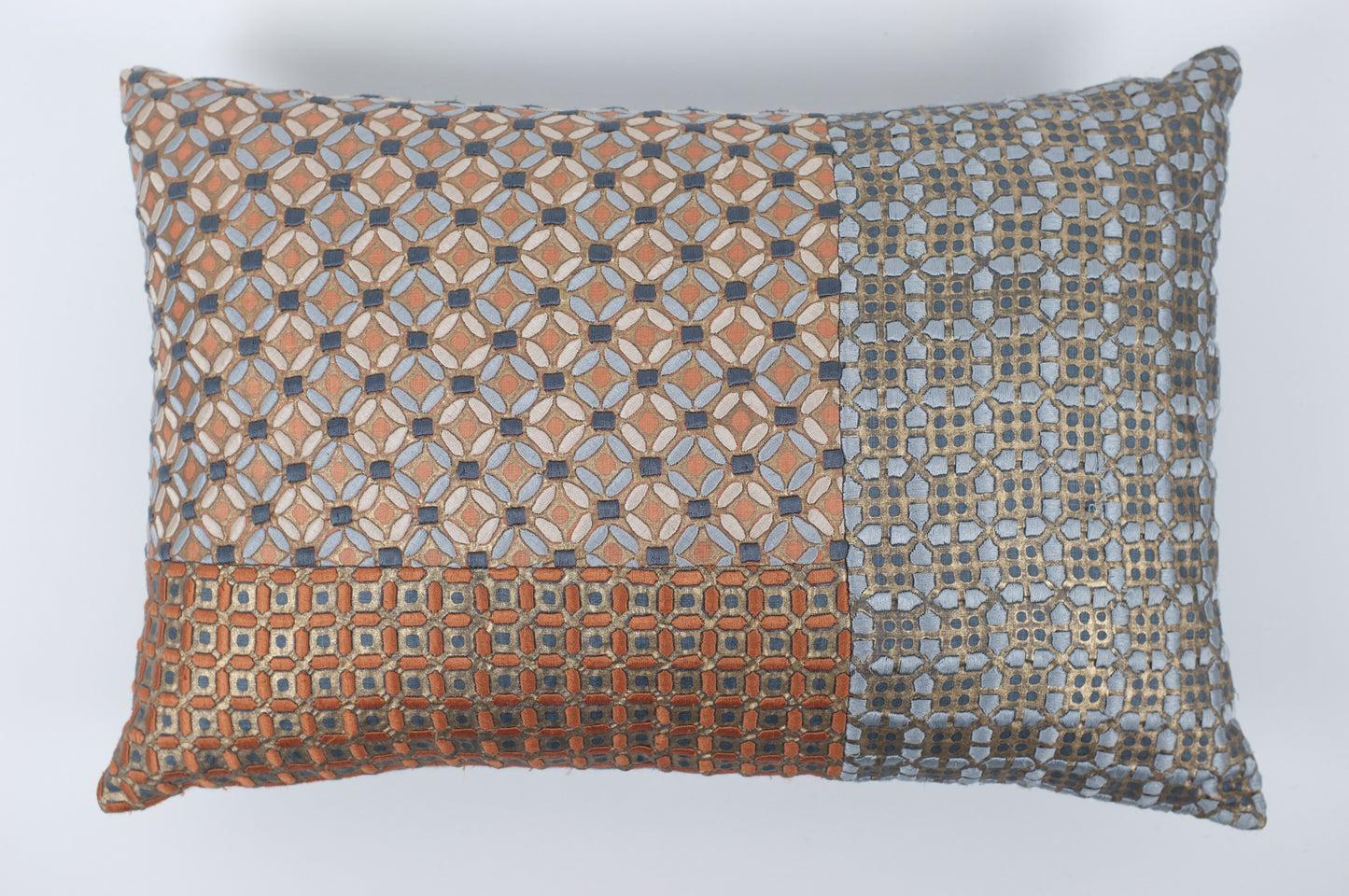 Brown/Bronze/Grey Geo Quilt Lumbar Pillow