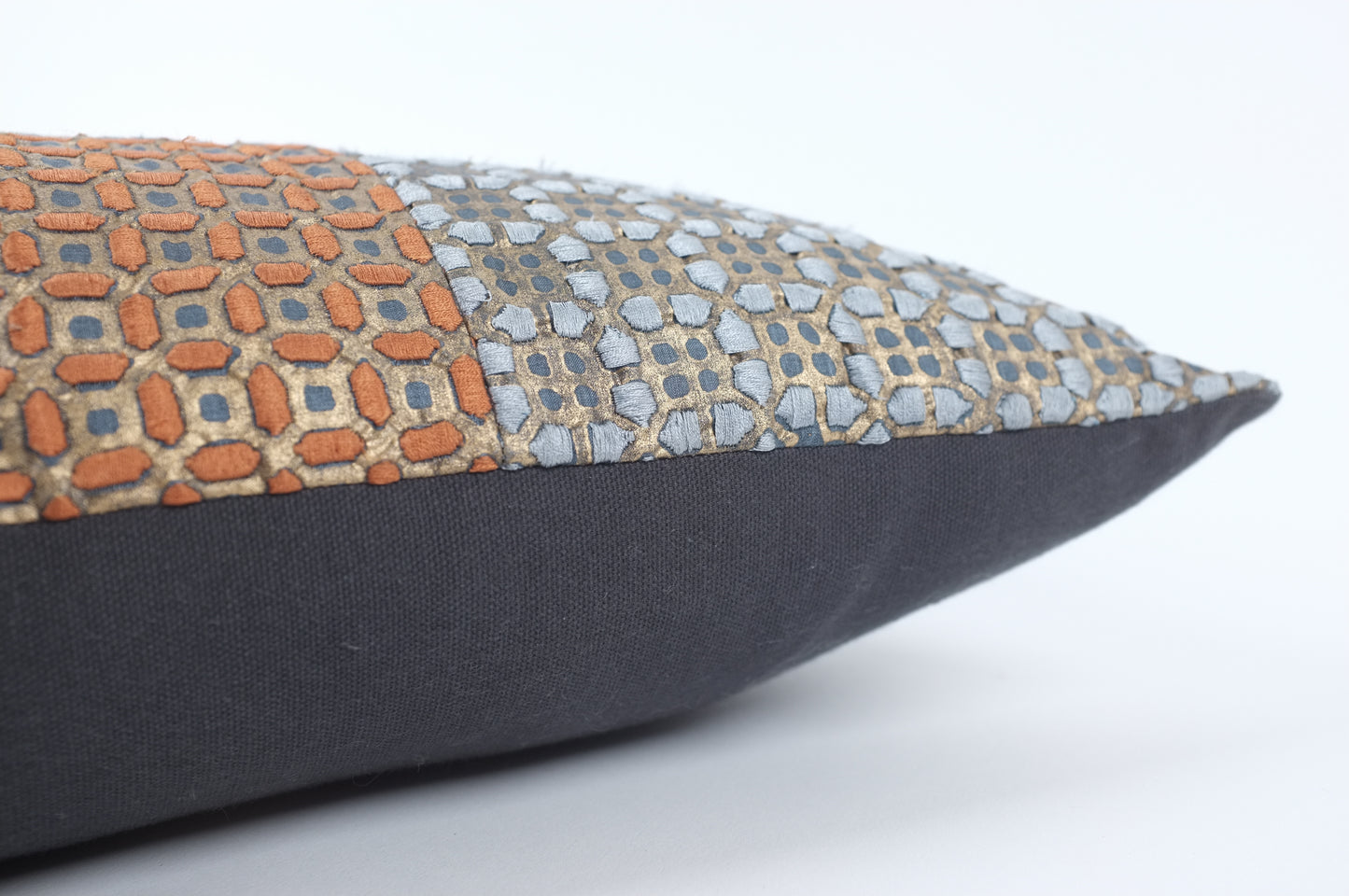 Brown/Bronze/Grey Geo Quilt Lumbar Pillow