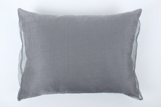 Grey with Sheer Silver Case Lumbar Pillow