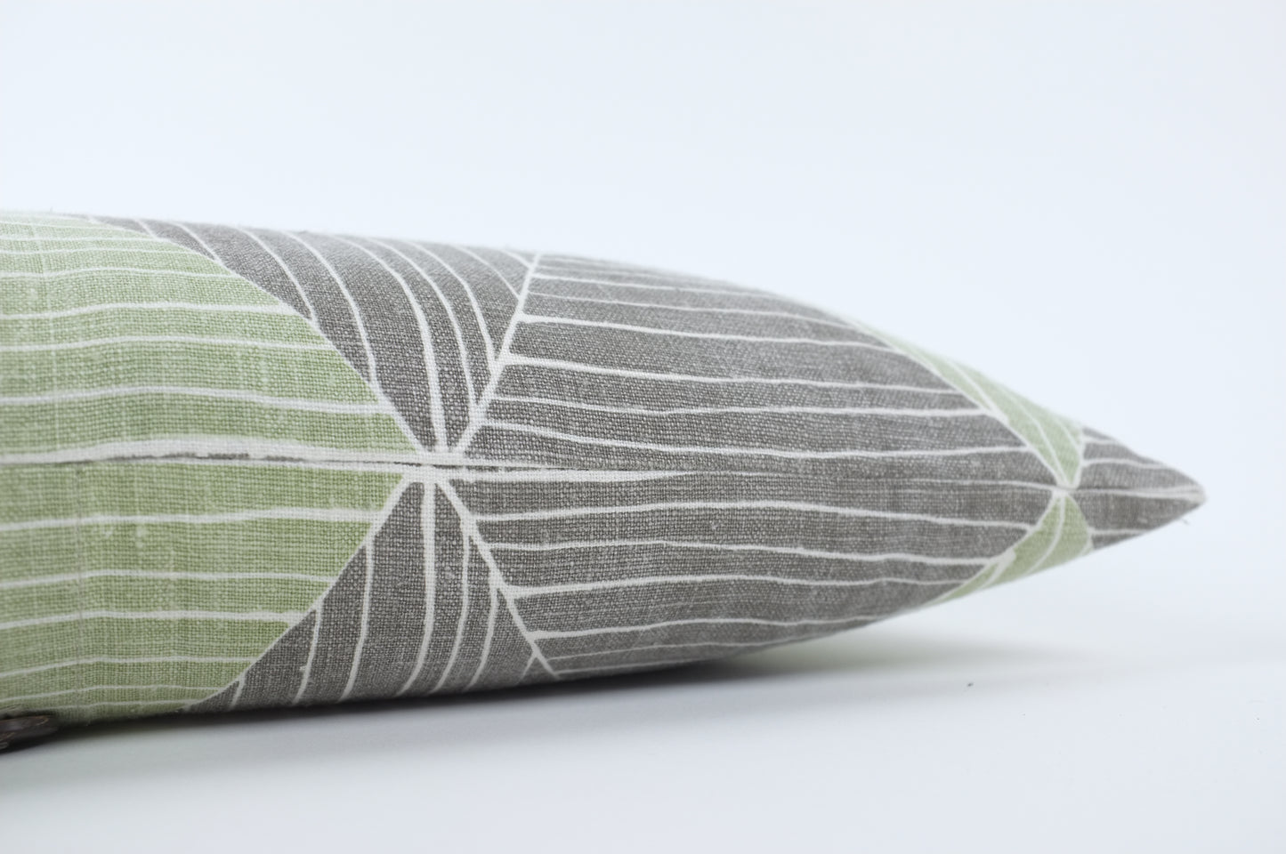 Grey and Green Jungle Triangles Lumbar Pillow