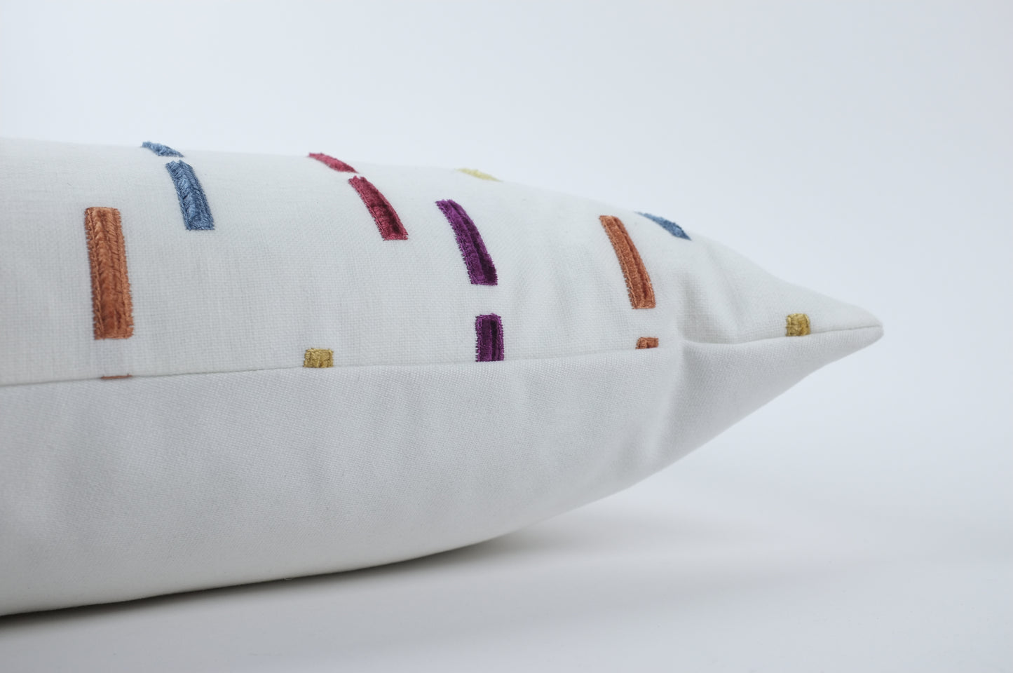 White with Multi Colored Rectangles Lumbar Pillow