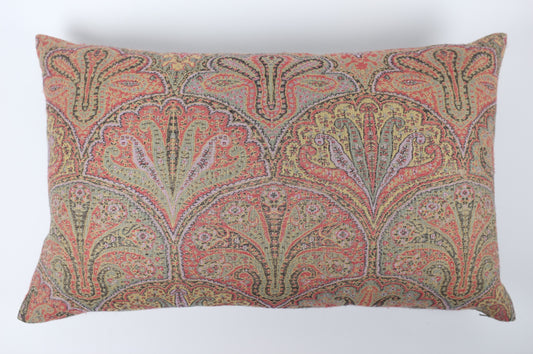 Red and Sage Garden Paisley Lumbar Pillow