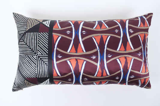 Satin Dual African Prints Lumbar Pillow