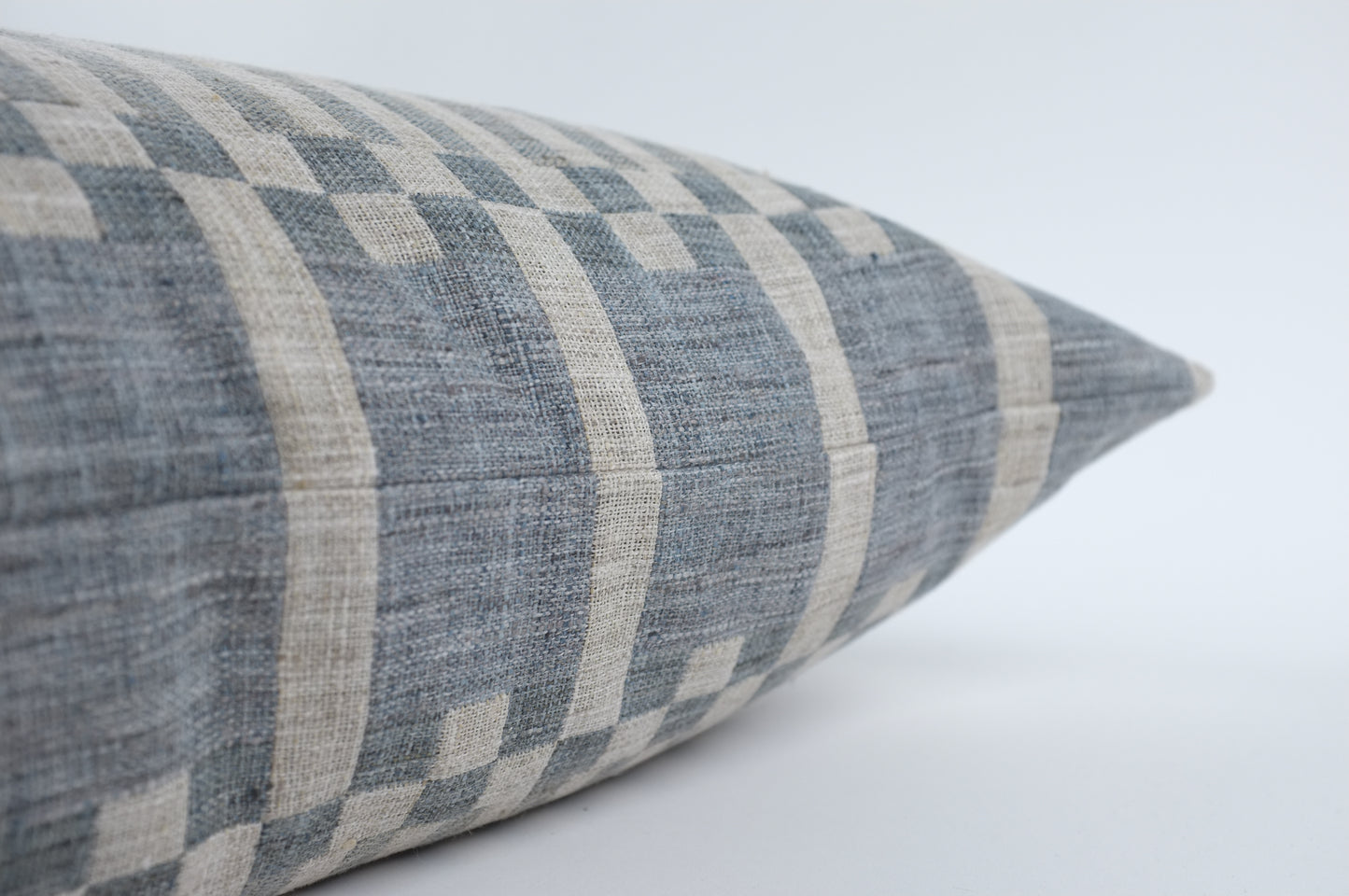 Natural and Blue Thick and Thin Stripes Square Pillow