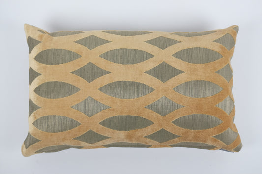 Khaki and Gold Oval Grid Burnout Lumbar Pillow