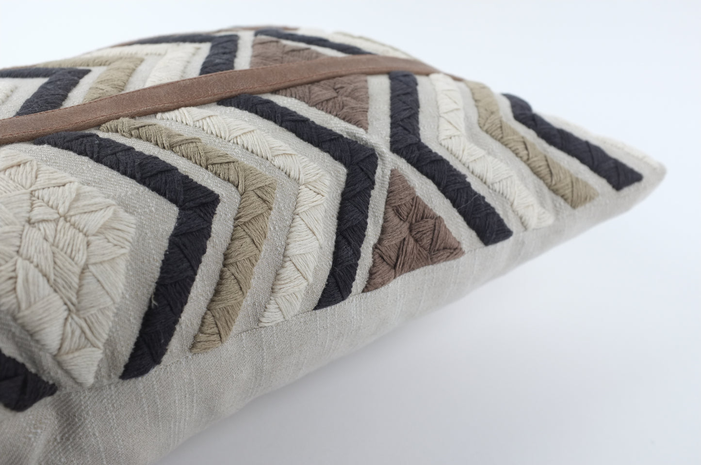 Brown/Khaki Zig-Zags with Brown Bands Lumbar Pillow