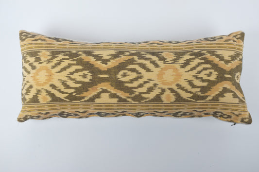 Mustard and Gold Ikat Lumbar Pillow