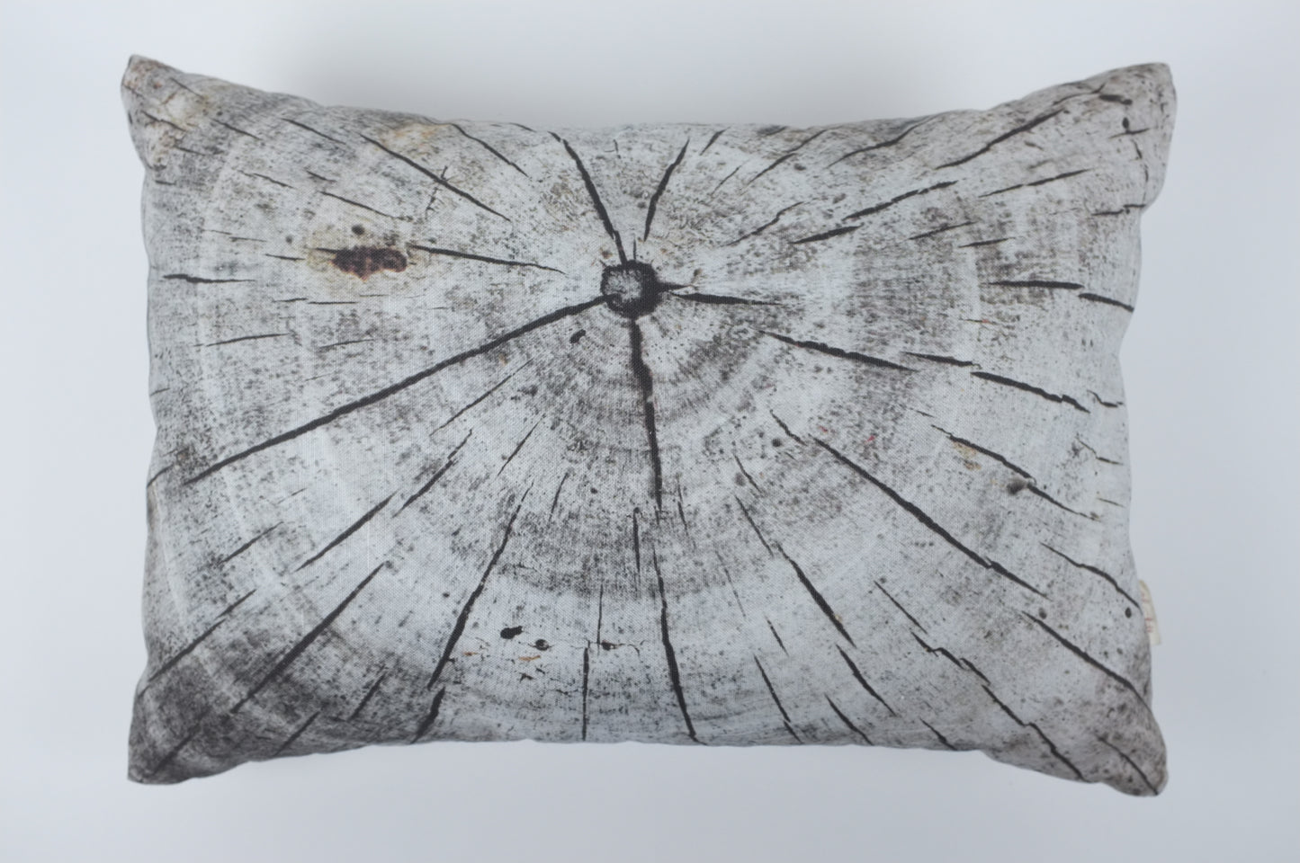 Grey Wood Stump Print Lumbar Pillow