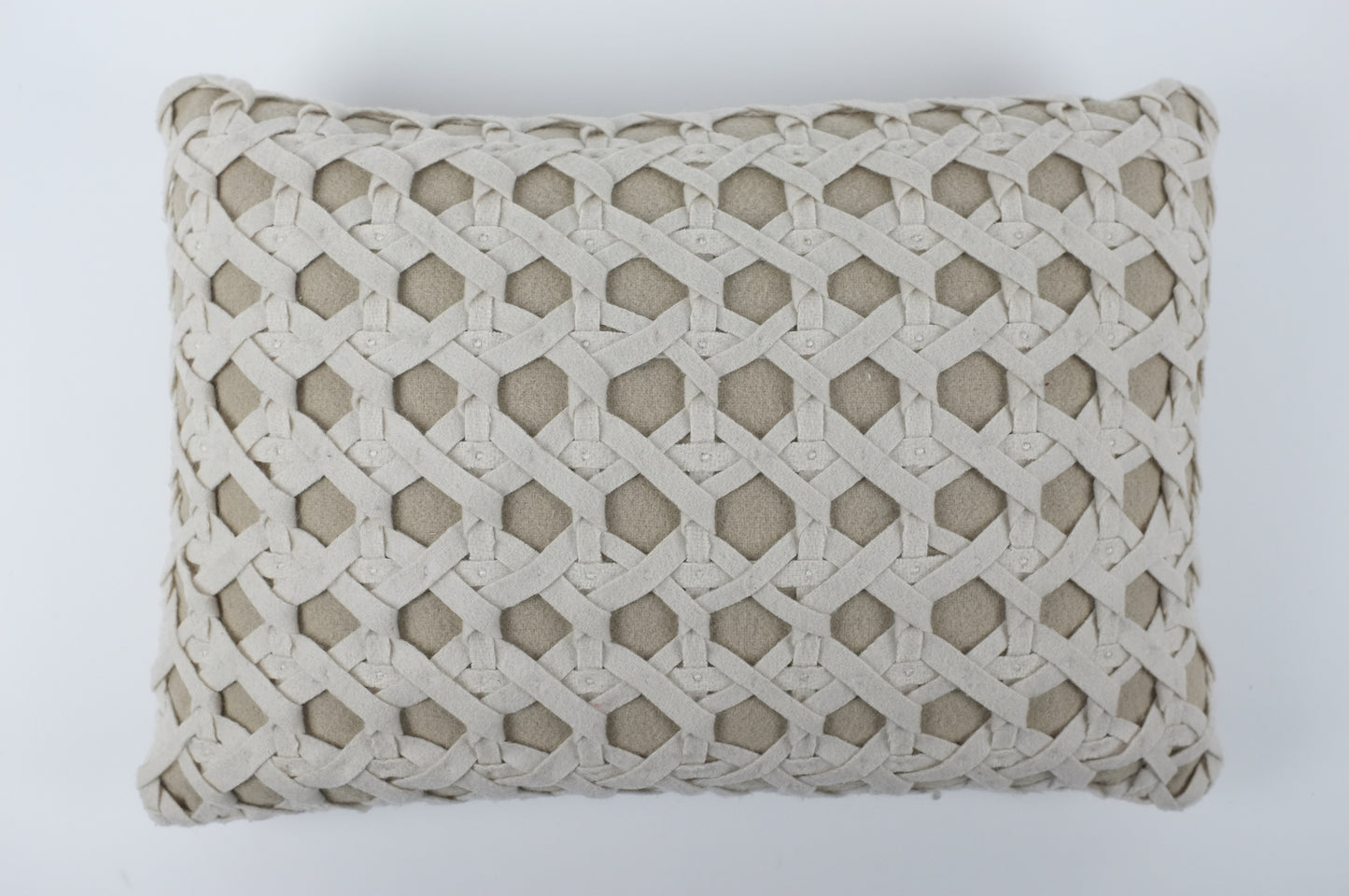 Khaki with White Basket Weave Lumbar Pillow