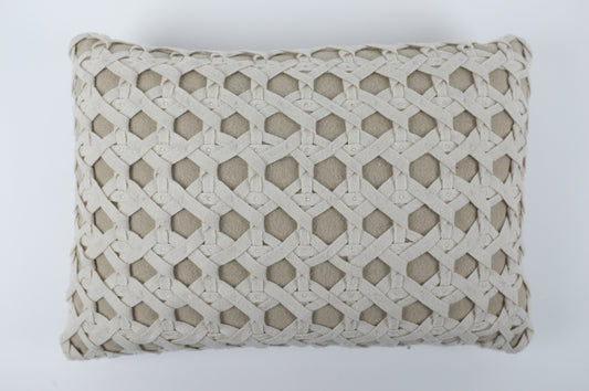 Khaki with White Basket Weave Lumbar Pillow