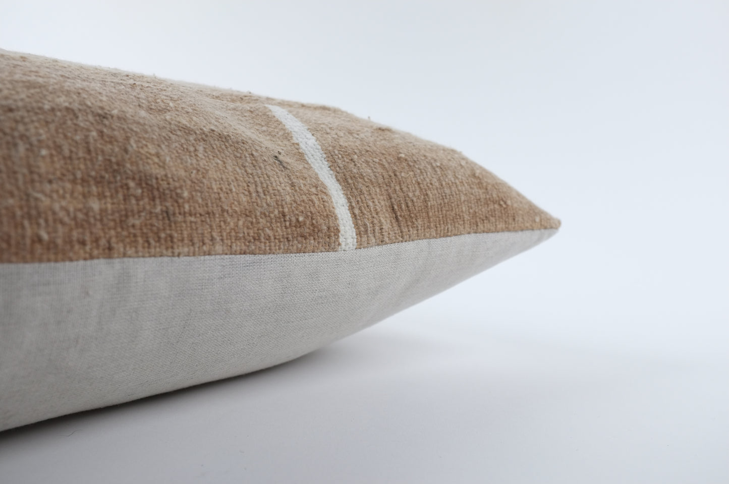 Camel with White Vertical Rectangles Lumbar Pillow