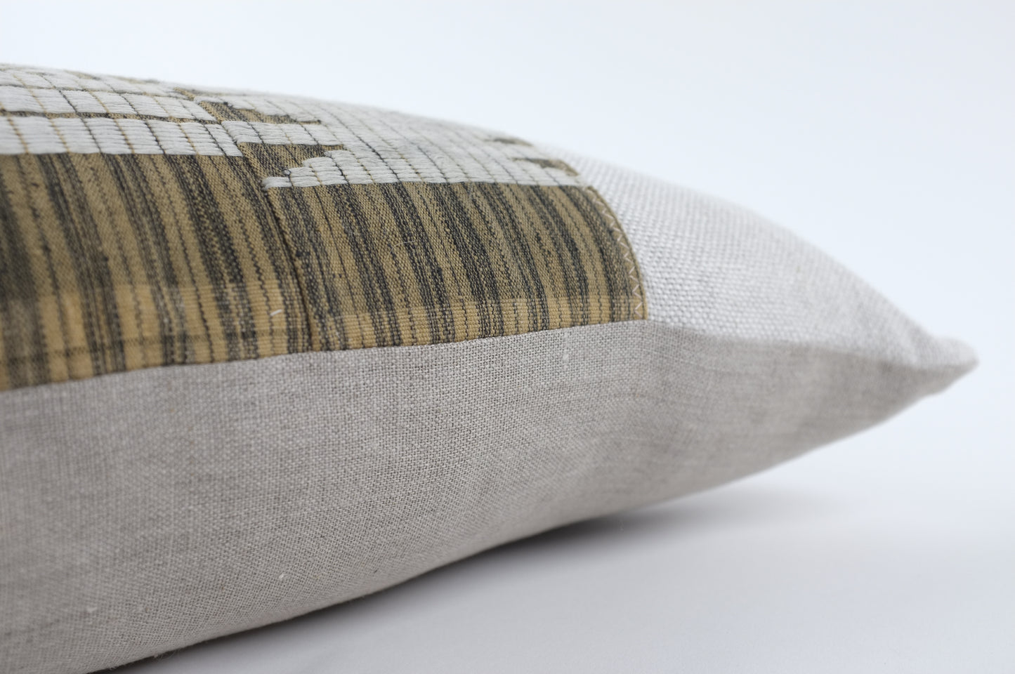 Grey with Gold/Black Band Lumbar Pillow