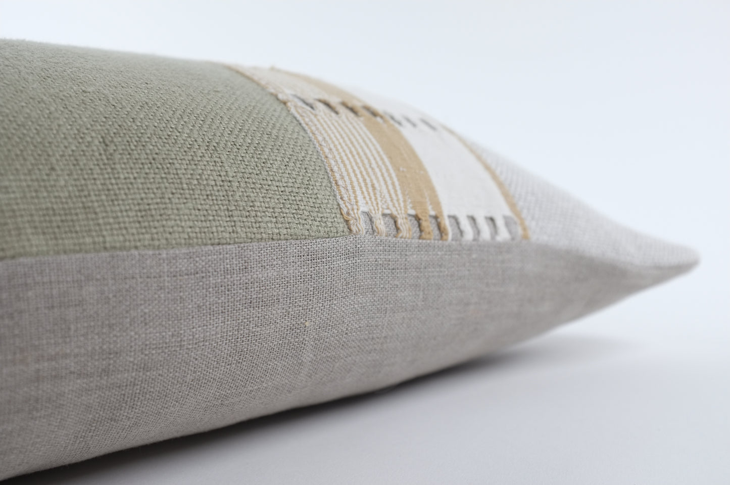 Sage with Tan Bands Lumbar Pillows