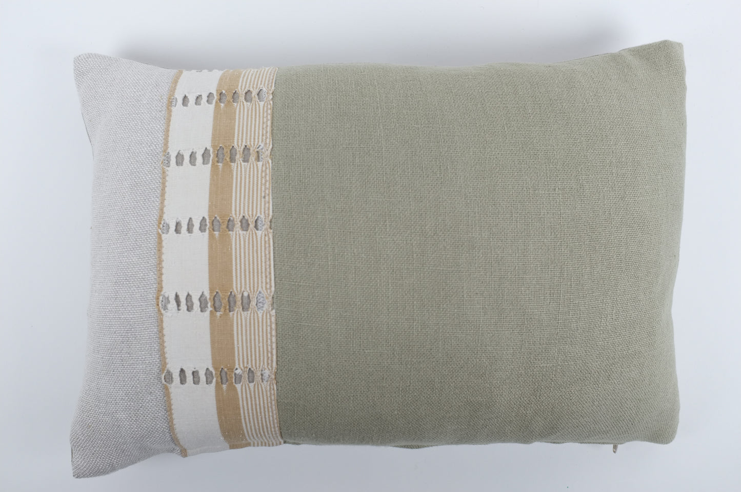 Sage with Tan Bands Lumbar Pillows