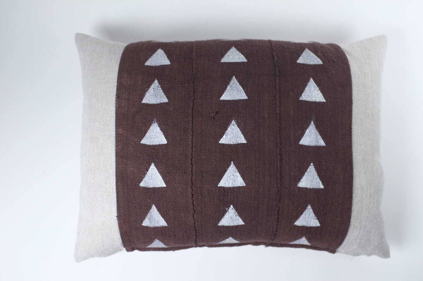 Grey with Dark Brown Triangle Band Lumbar Pillow