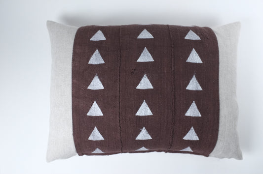 Grey with Dark Brown Triangle Band Lumbar Pillow