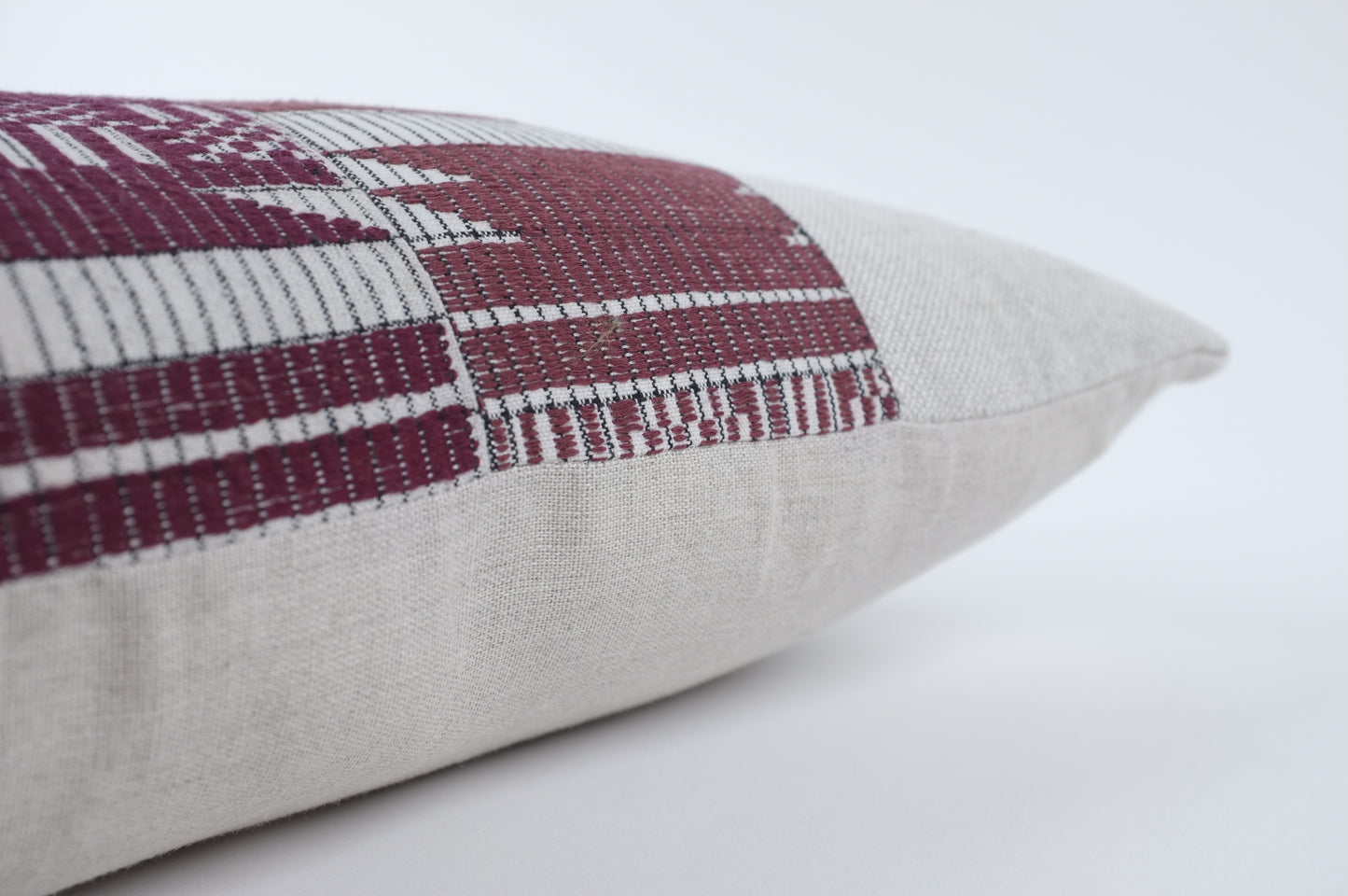 Grey with Maroon Geo Center Lumbar Pillow