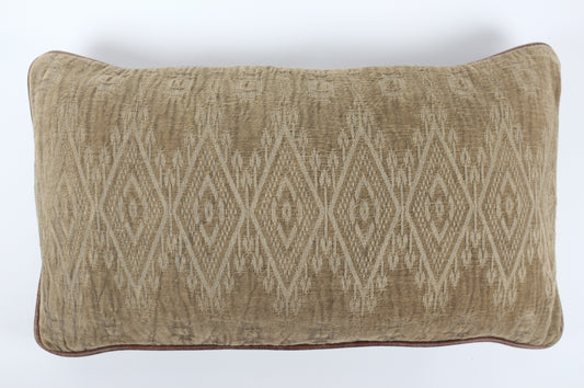 Dark Khaki Tonal Turkish Diamonds Lumbar Pillow