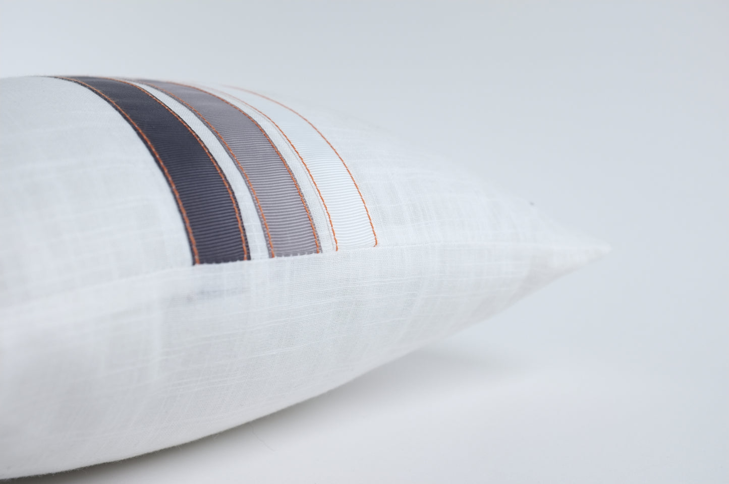 White with Purple Horizontal Bands Lumbar Pillow