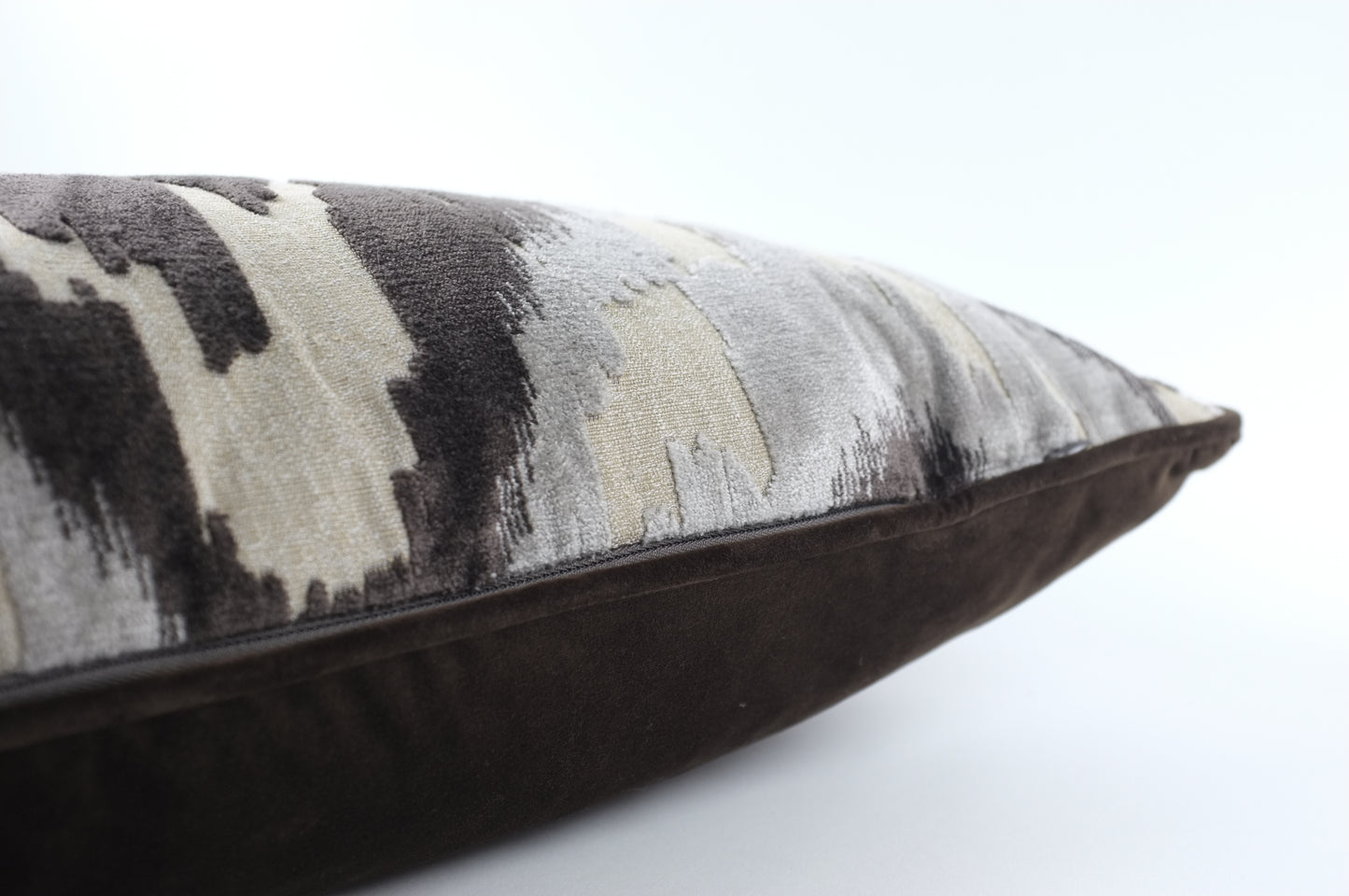 Brown/Ecru/Silver Wavy Ikat Lumbar Pillow