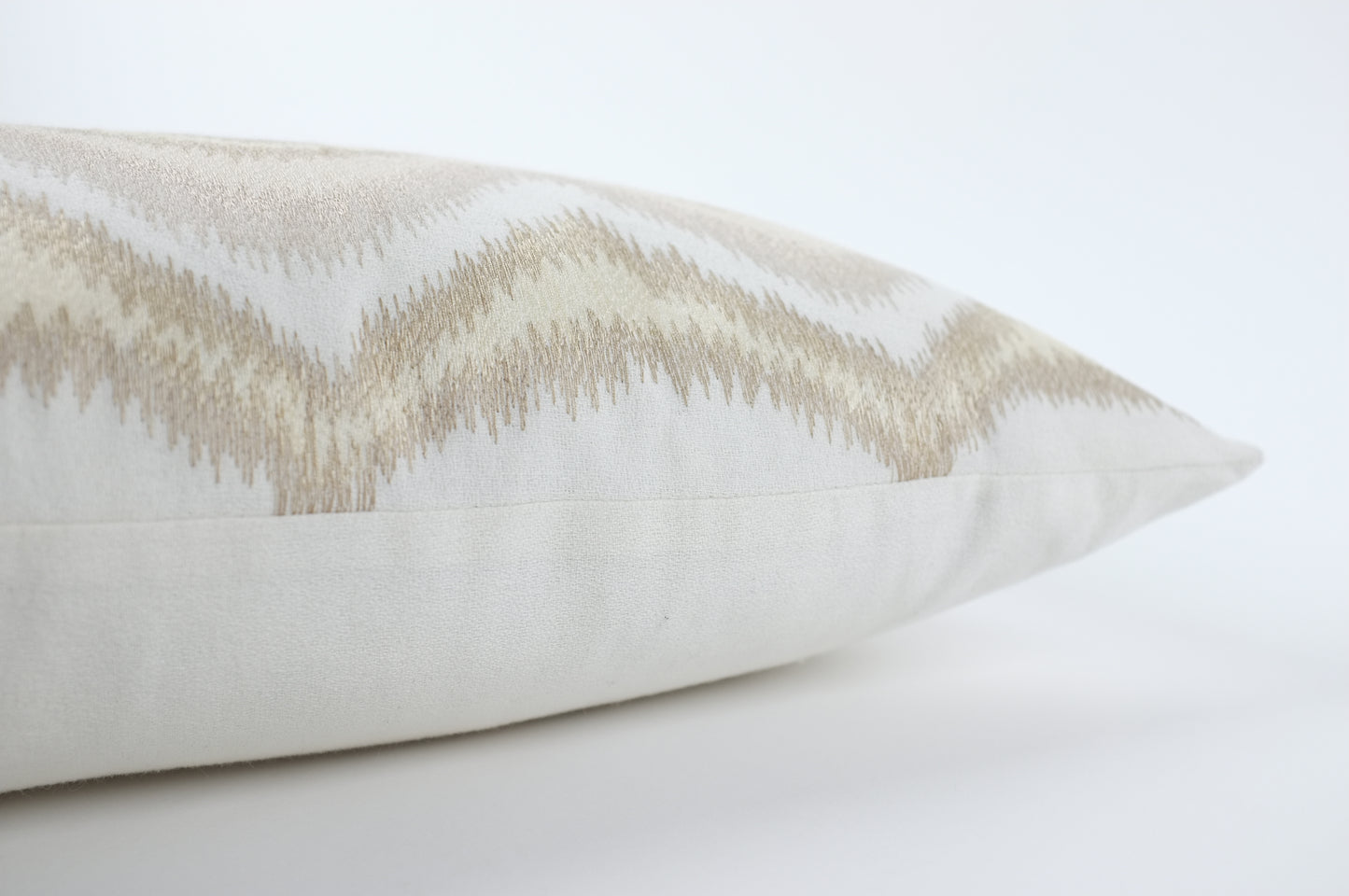 Khaki and Ecru Ikat Lumbar Pillow