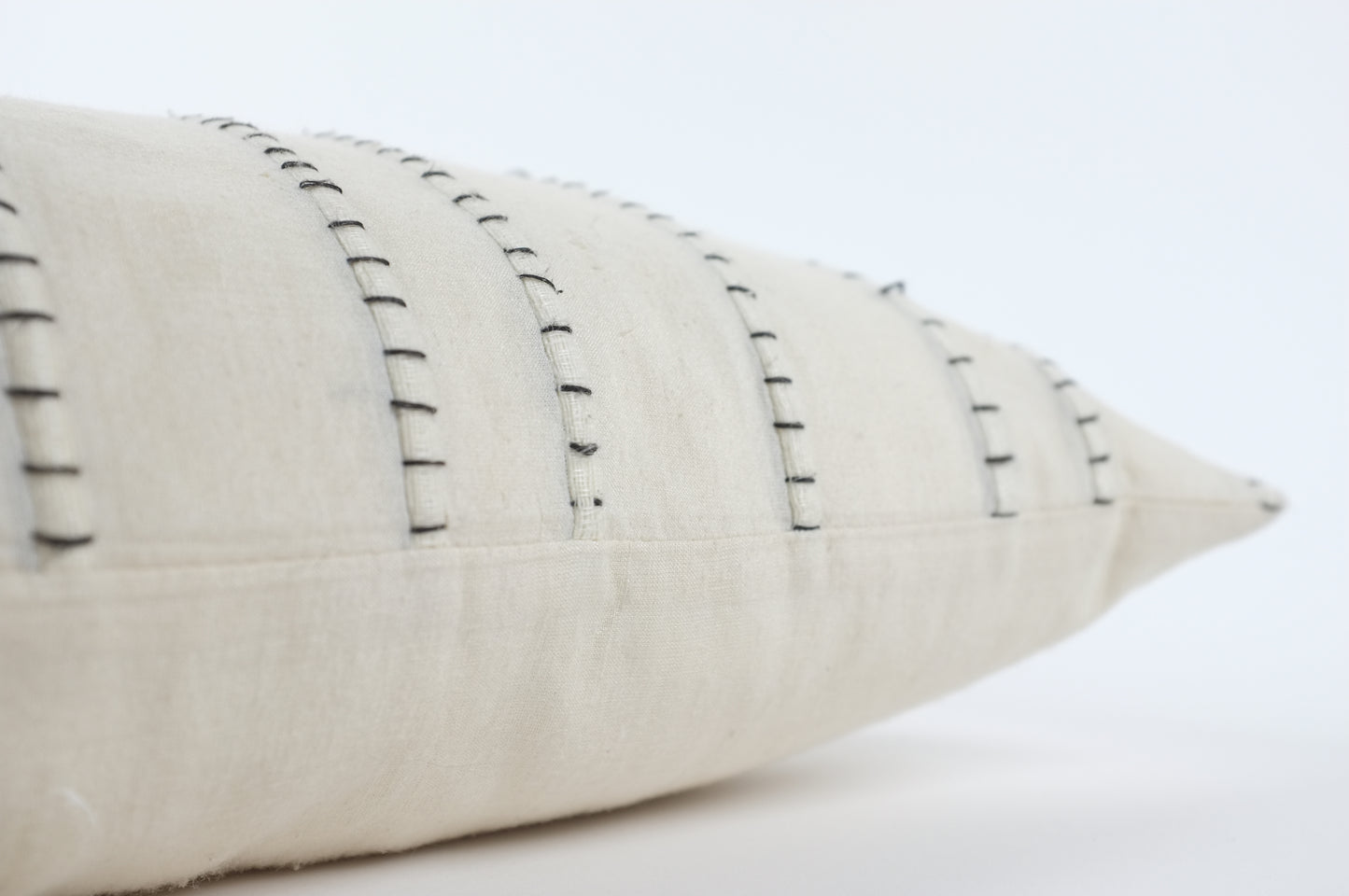 Cream with Black Stitched Detail, Lumbar Pillow