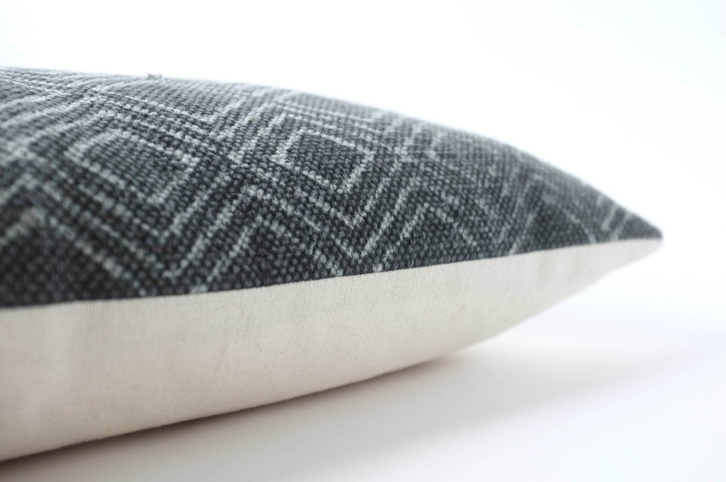 Washed Out Navy  Diamond Grid Lumbar Pillow