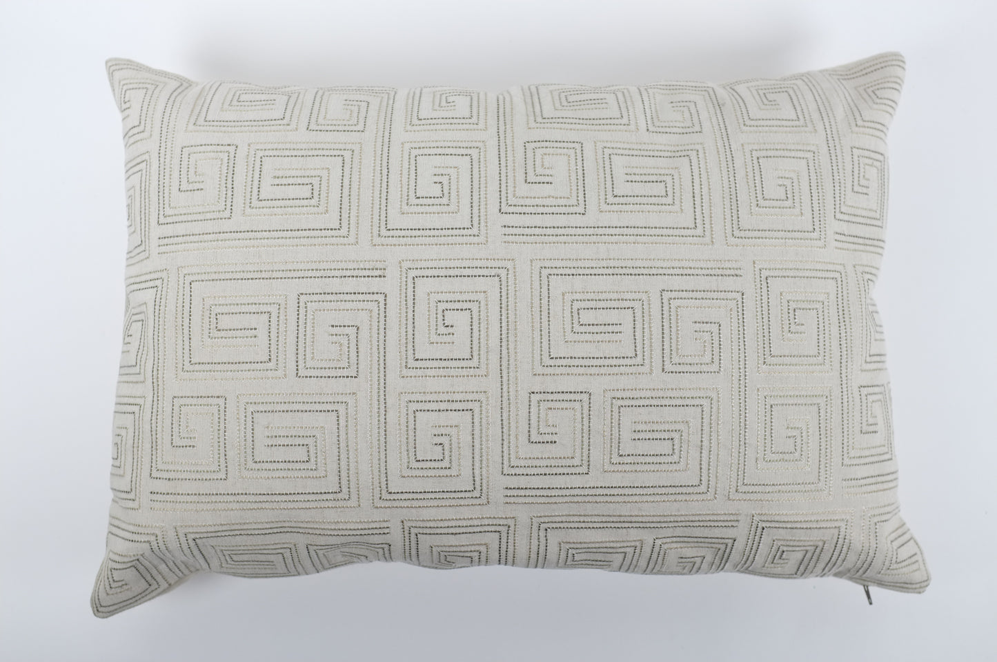 Ecru on Ecru Greek Meander Lumbar Pillow